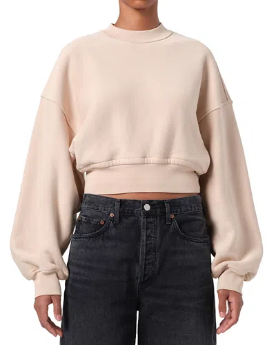 Agolde Kit Shrunken Crewneck Sweater In Wafer (dusty Nude Peach)