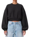 Agolde Mari Cropped Hoodie Marker In Washed Black
