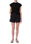 Agolde Kiva Mid Rise Cargo Short In Washed Black In Black