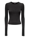Agolde Black Crew Neck Long Sleeve T-shirt In Black