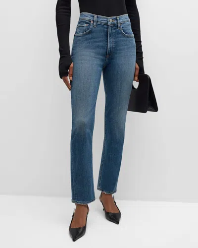 Agolde Kya Mid-rise Straight Crop Jeans In Control