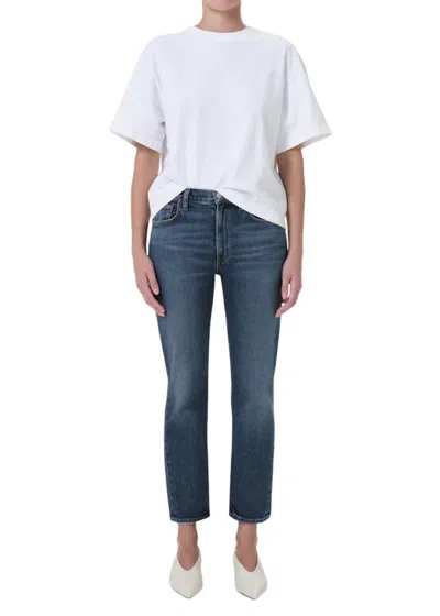 Agolde Kye Mid Rise Straight Crop Jeans In Control In Multi