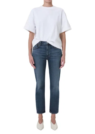 Agolde Kye Mid Rise Straight Crop Jeans In Control In Multi