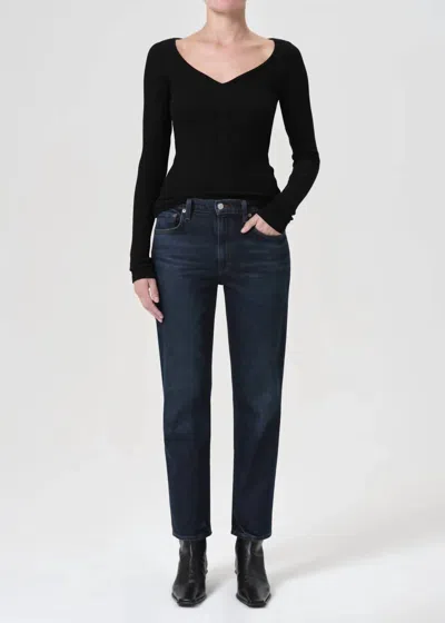Agolde Kye Mid Rise Straight Crop Jeans In Anthem