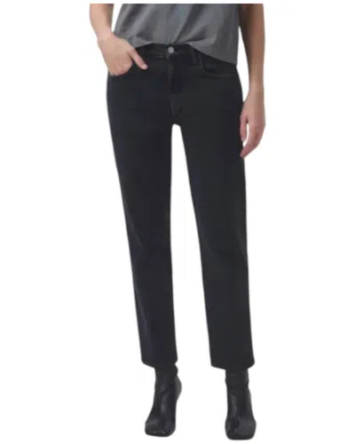 Agolde Kye Mid Rise Straight Cropped Jeans In Pepper