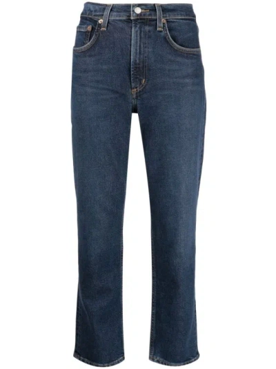 Agolde Kye Straight-leg Cropped Denim Jeans In Blue