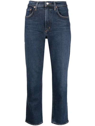 Agolde Kye Straight-leg Cropped Jeans In Blue