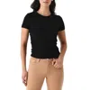 Agolde Ladies Black Arlo Rib Pocket Tee In Black