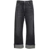 Agolde 'fran' Black Bootcut Jeans With Cuffs In Black
