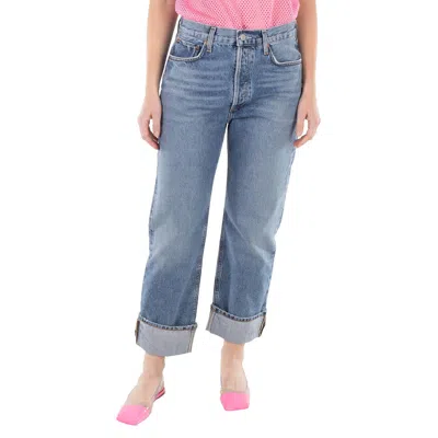 Agolde Ladies Fran Invention Low Slung Straight Jeans In Blue