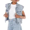 Agolde Charli Cotton Denim Vest In Blue