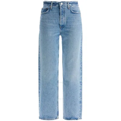 Agolde Ladies Infinite Vintage Indigo 90s Pinch Waist High Rise Straight Jeans In Blue