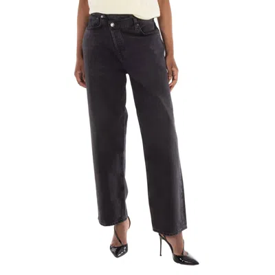 Agolde Ladies Shambles Criss Cross Straight Leg Jeans In Animal Print