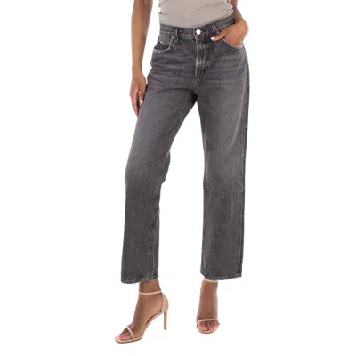 Agolde Ladies Spirit (vint Grey) Valen Mid-rise Jeans In Black