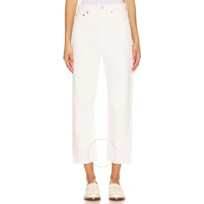 Agolde Ladies White 90s Crop Mid Rise Straight Jeans