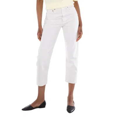 Agolde Ladies White 90s Crop Mid Rise Straight Jeans
