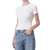 Agolde Arlo Rib-knit Pocket Tee In White