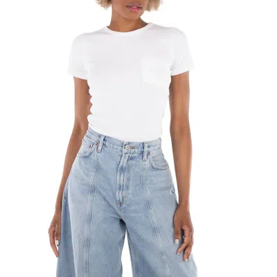 AGOLDE AGOLDE LADIES WHITE ARLO RIB POCKET TEE