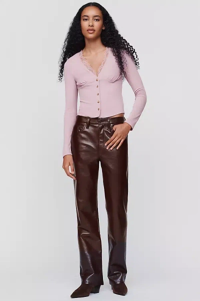 Agolde Lana Leather Blend Pants In Brown