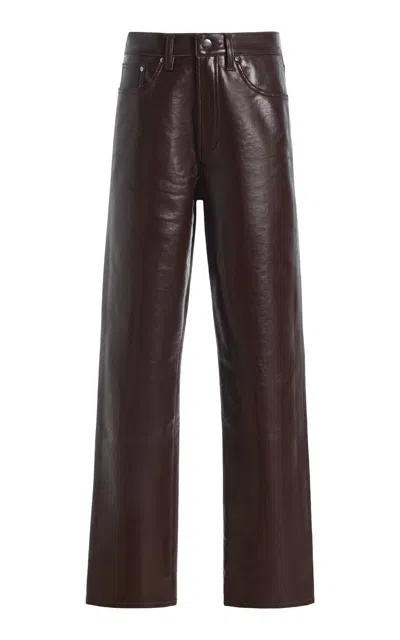 Agolde Lana Leather Straight-leg Pants In Burgundy