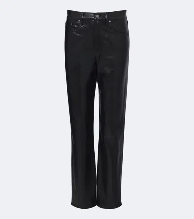 Agolde Lana Leather-blend Straight Pants In Black