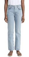 Agolde Lana Mid Rise Straight Jeans Riptide In Blue