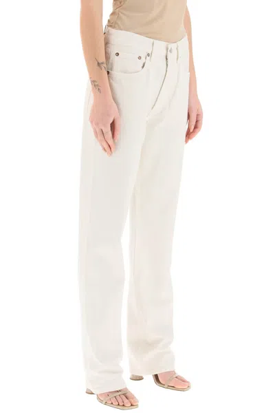 Agolde Lana Straight Mid Rise Jeans In Beige