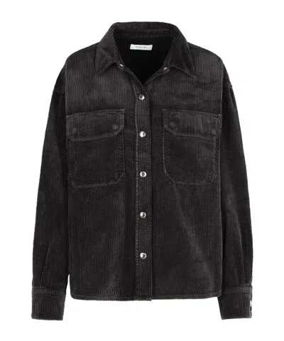 Agolde Lapel Long Sleeve Shirt In Black