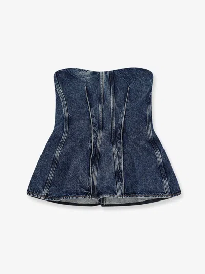 Agolde Lara Corset Denim Top In Blue