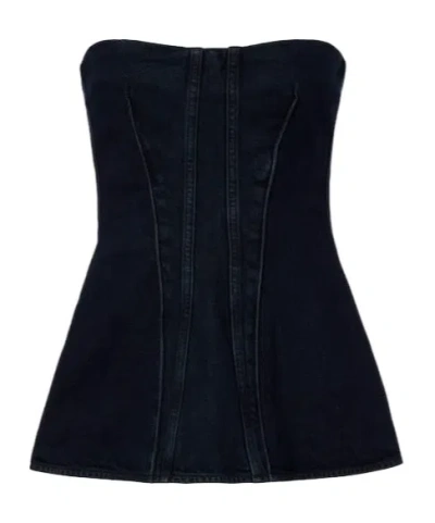 Agolde Lara Denim Corset In Blue