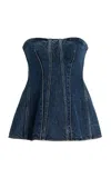 Agolde Lara Denim Corset Top In Blue