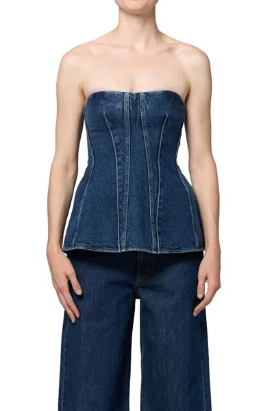Agolde Lara Sleeveless Denim Corset Top In Form In Blue