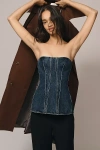 Agolde Lara Strapless Denim Corset Top In Blue