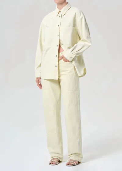 Agolde Laria Long Sleeve Shirt In Lemon Zest In Nude