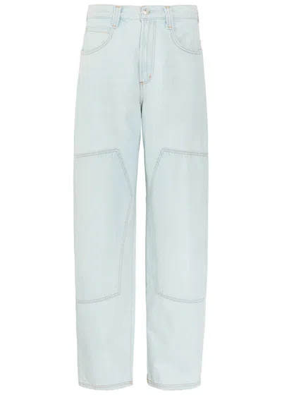 Agolde Laria Pieced Barrel-leg Jeans In Blue