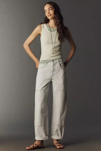 Agolde Laria Pieced High-rise Wide-leg Jeans In Neutral