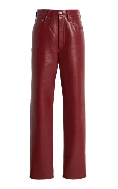 Agolde Leather 90's Pinch Waist Long In Red
