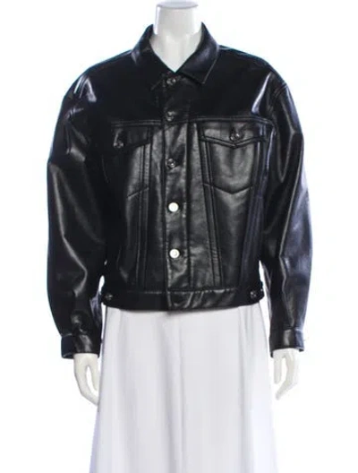 Pre-owned Agolde Leather Biker Jacket In Black