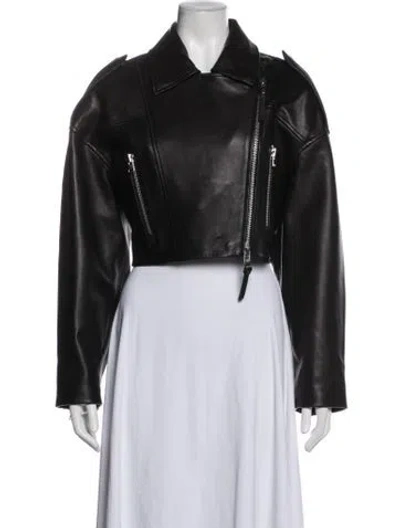Pre-owned Agolde Leather Biker Jacket In Black