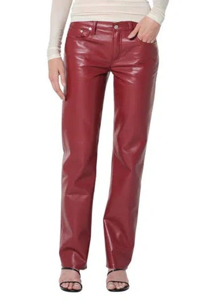 Agolde '90s Pinch Waist Long Recycled Leather-blend Straight-leg Pants In Purple