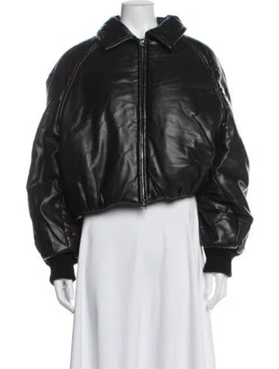 Pre-owned Agolde Leather Bomber Jacket In Black
