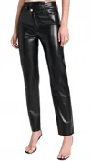 Agolde Leather Crisscross Straight Pants In Black In Black