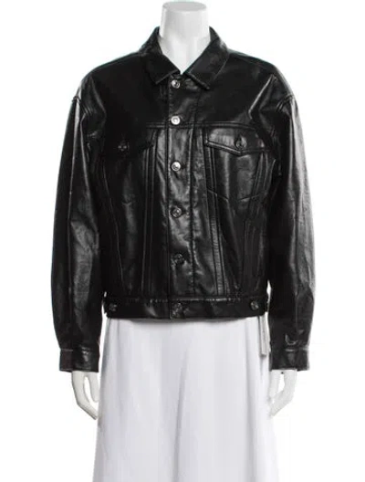 Pre-owned Agolde Leather Denim Jacket In Black