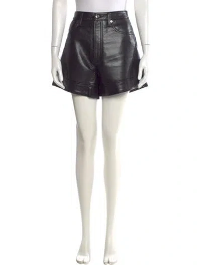Pre-owned Agolde Leather Mini Shorts In Black