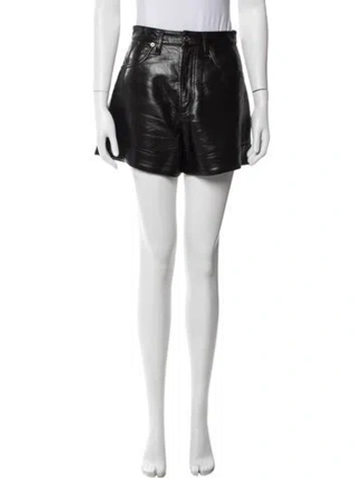 Pre-owned Agolde Leather Mini Shorts In Black