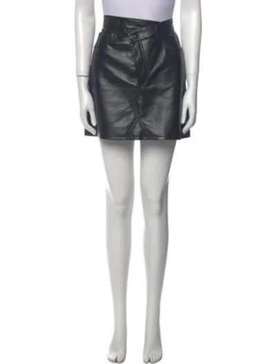 Pre-owned Agolde Leather Mini Skirt In Black