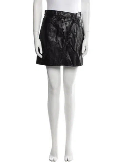 Pre-owned Agolde Leather Mini Skirt In Black