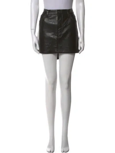 Pre-owned Agolde Leather Mini Skirt In Black