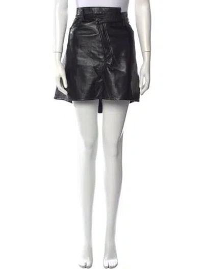 Pre-owned Agolde Leather Mini Skirt In Black