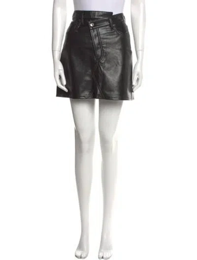 Pre-owned Agolde Leather Mini Skirt In Black